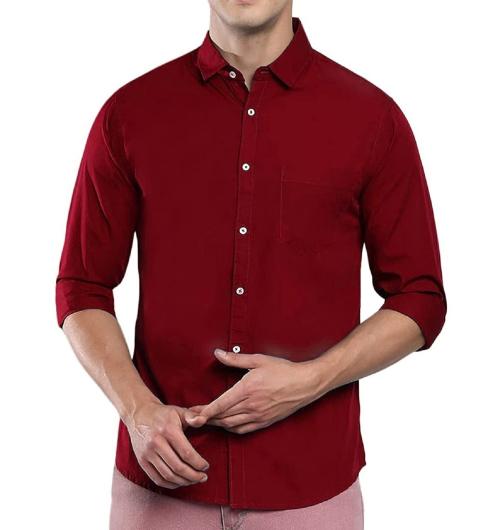 GAT FASHION Men's Cotton Regular Fit Solid Plain Full Sleeves Formal Casual Shirt (Size - L)