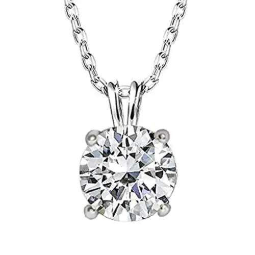 Giva Sterling Silver Classic Zircon Solitaire Pendant With Chain For Women