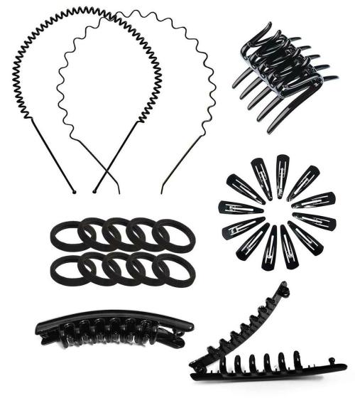 Buy YogillionBlack Hair Clips Plastic (Pack of 28) Online at Best