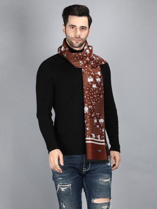 Men Orange & White Printed Muffler