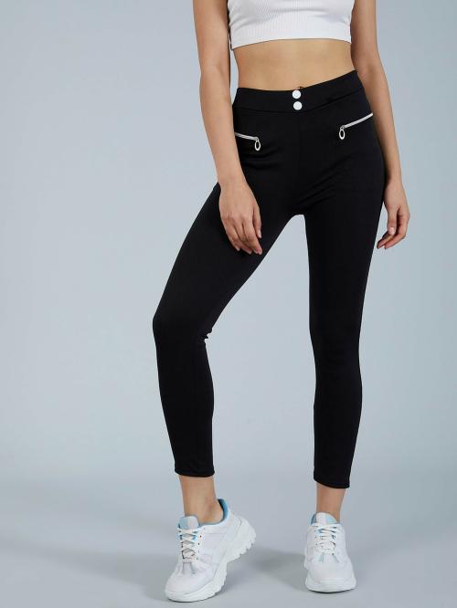 Designer Women Black Solid Polyester Blend Tights (L) l Hose l Leggings l Leotard l Nylons l Stockings l Pantyhose l Hosiery