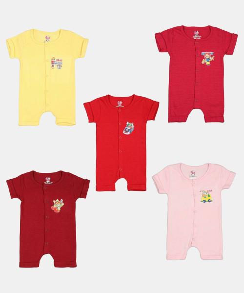 Buy Tiniberry Baby Boys and Girls Multicolor Printed Cotton Blend (pack of 5) Rompers, 6 9