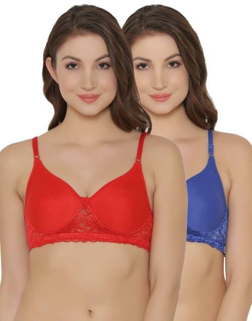 Clovia Multi Cotton Solid Pack of 2 T-shirt Bra