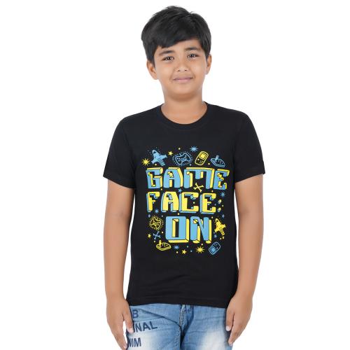 SAN TEE Boys Printed Pure Cotton T Shirt - Black (Pack of 1)(2-3years)