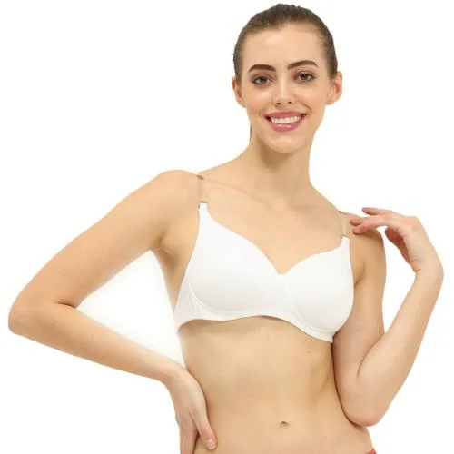 ENVIE Women's Padded Bra_Girls Polyamide Wirefree Bra|Transparent Back Ladies Inner Wear Party Use Everyday Padded Bra - (White/38B)