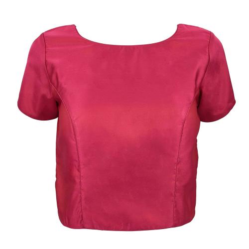 Rinkoo Women's Art Silk Solid Cap Sleeve Readymade Saree Blouse (R-570-RANI_36_Pink_Small)