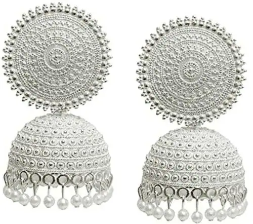 JMBW International Sterling Silver Jhumki Earring White (Womens)