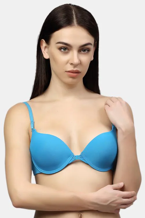 PrettyCat Turquoise Solid Polycotton Push-Up Bra For Women(PCJ-BR-FO)