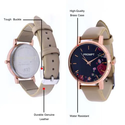 PROMPT Beige Color Analog Watch For Girls & Women's