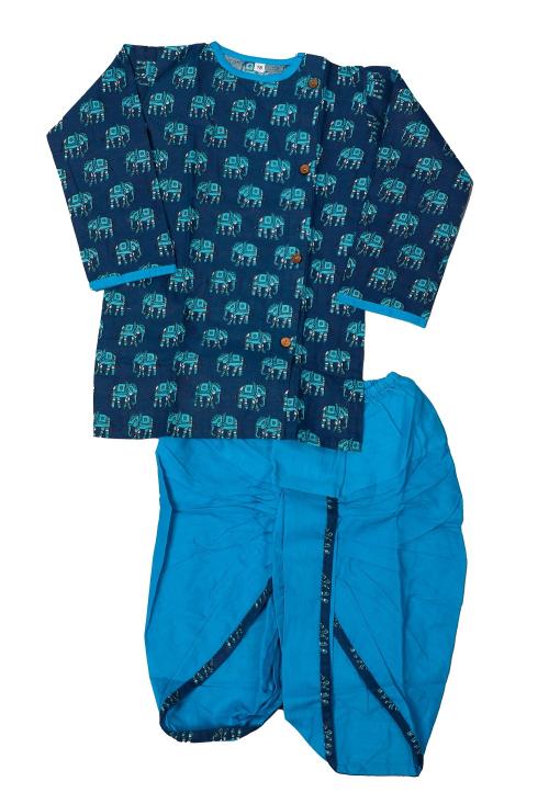 SPACK JERROW Baby Boys Premium Festive & Party Dhoti & Kurta Set (Blue)