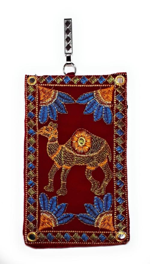 Unique Fashion Mirror Design Velvet Mobile Pouch With Waist Clip
