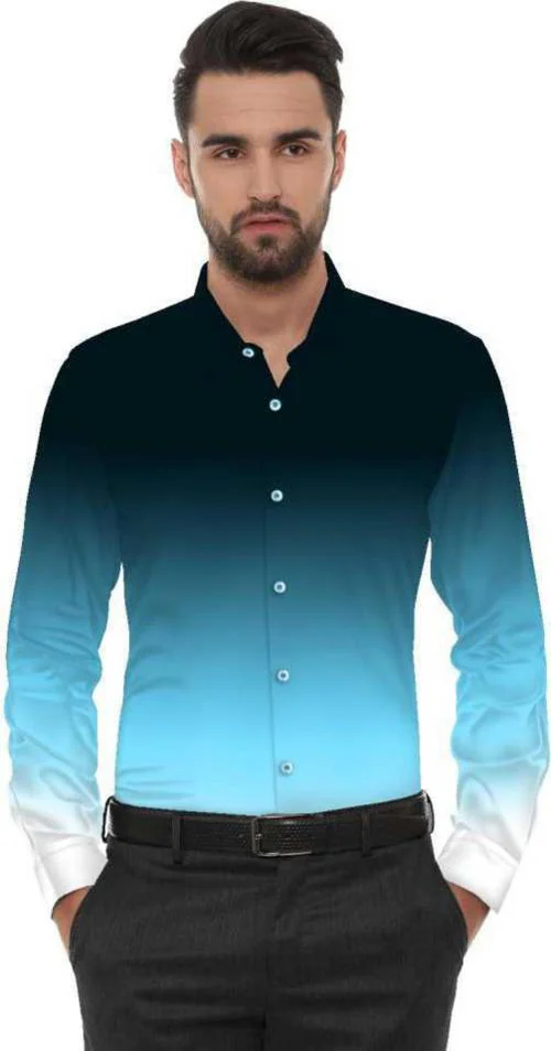 white and blue shade shirt