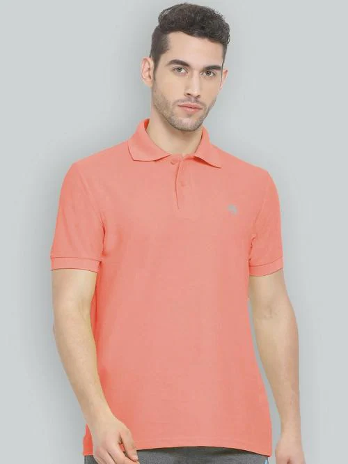 Lux Nitro Cotton Blend Peach Polo T-shirt For Men