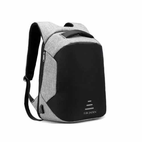 Anti Theft, Water Resistant Premium Backpack with USB Charging Point (Grey)