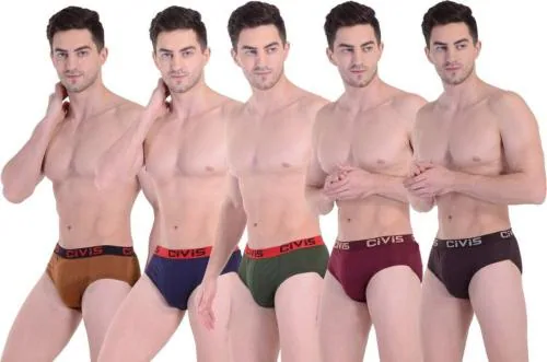 CIVI'S INNER WEARS Pack of 5 Solid Men Brief