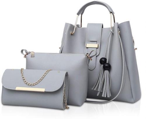 Fargo Grey PU Hand-Held Bag (Pack of 3) FGO-223-2