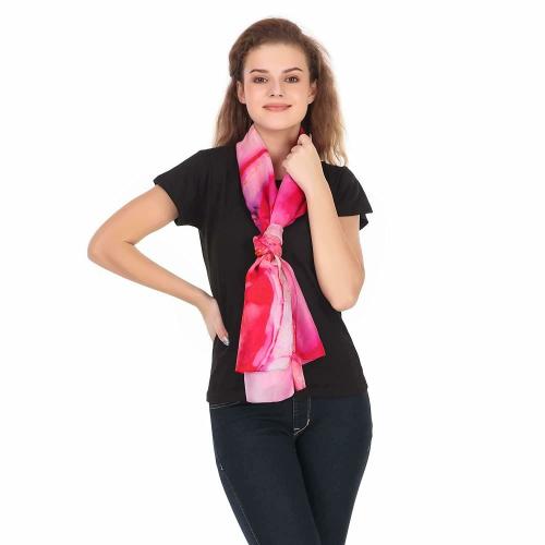 GFB Women Pink 100 Percent Silk Printed Stoles Scarf