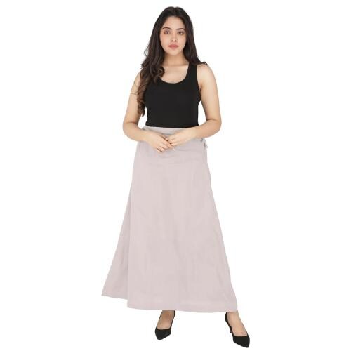 The Crafted Women's Pure Cotton Readymade Inskirt Saree Petticoats Combo with Handmade Nada (White)