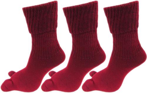 RC. ROYAL CLASS Women's Calf Length Towel Thick Maroon Woolen Thumb Socks (Pack of 3 Pairs)