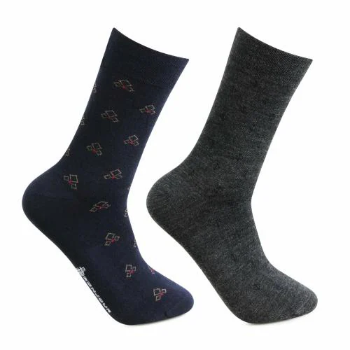 Bonjour Men Multicolor Self Design Wool Pack of 2 Full-length Socks
