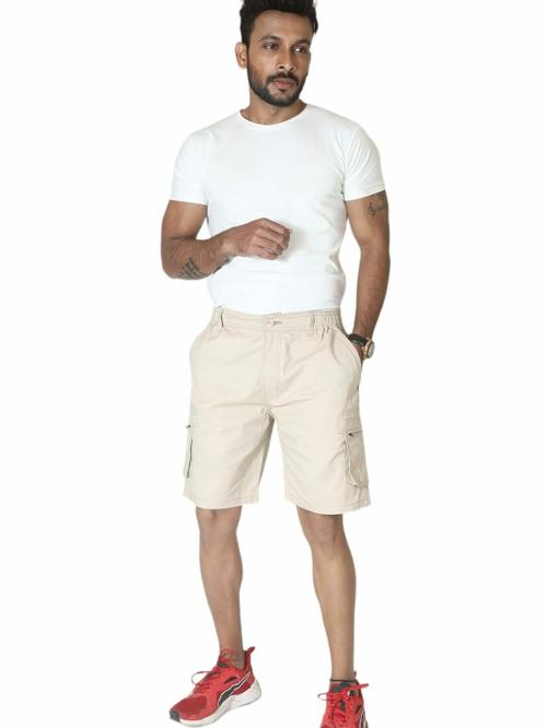 VAYOO 100% Pure Cotton Half Elastic Dyed Cargo Shorts and Bermudas for Men with 2 Front Pockets & 2 Cargo Pockets with Zip and with Vibrant and Dark Colours Ideal for Your Daily and Home Wear