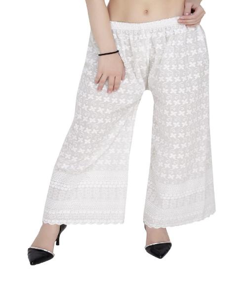 AADRIKA.COM Women's Cotton Full Chikankari Palazzo