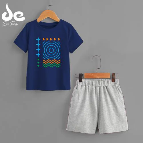 DE TEES BOYS PRINTED HALF SLEEVE TSHIRT AND SHORTS 160GSM