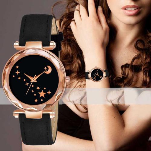 ILOZ New Arrival stylish Looking moon Dial Brown & Leather Wrist Watch for Girls Latest new fashionable Rich Look Lady Analog wrist watch for Women