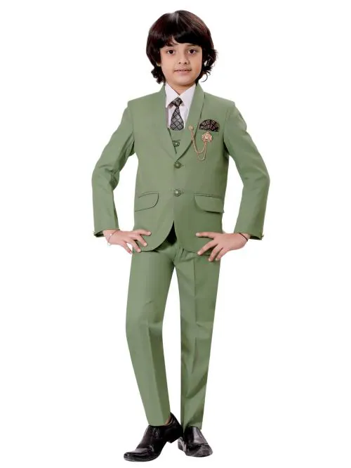 BT Dezines Kids 5-Piece Coat Pant Suit Set For Boys (11-12 years, Pista)