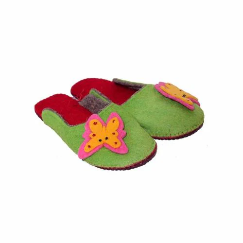 NAMDA CRAFTS Women's Wool Felt Slippers Felted Slippers Handmande Felted Wool Slippers Green 10 UK