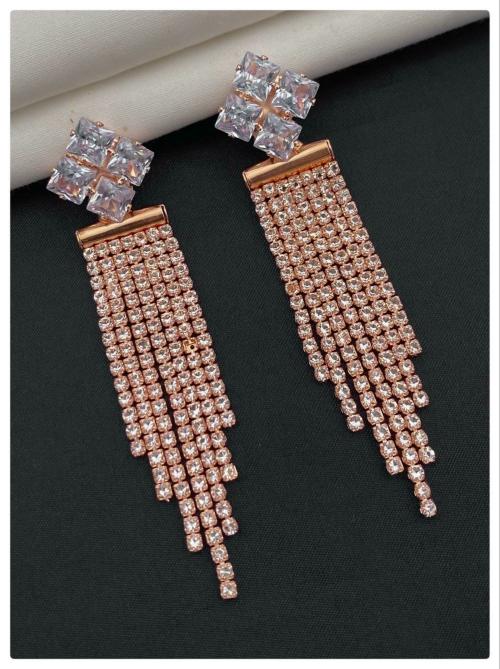 RPRM Fancy American Diamond Rose Gold Plating Latkan Jhumkha Earings for Girls & Women's/ earing for girls/ earing for women/ AD earings/ Latkan earings/ Jhumka Earings / Shinning Earings