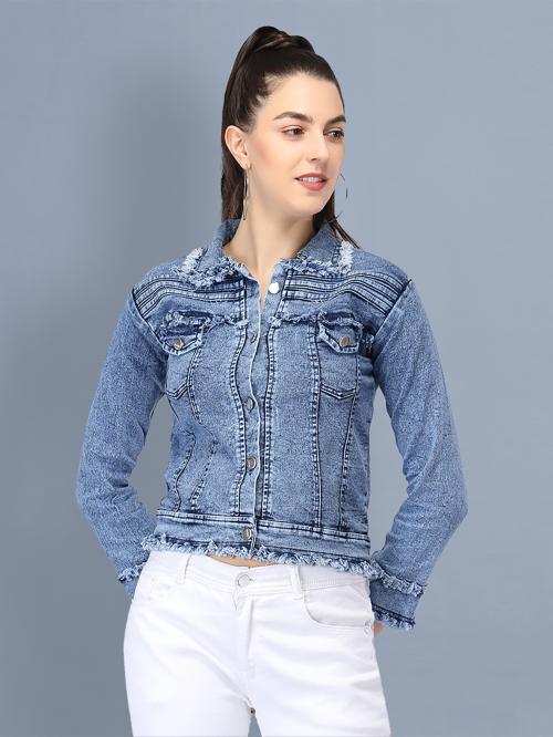 BuyNewTrend Women Light Blue Denim Jacket