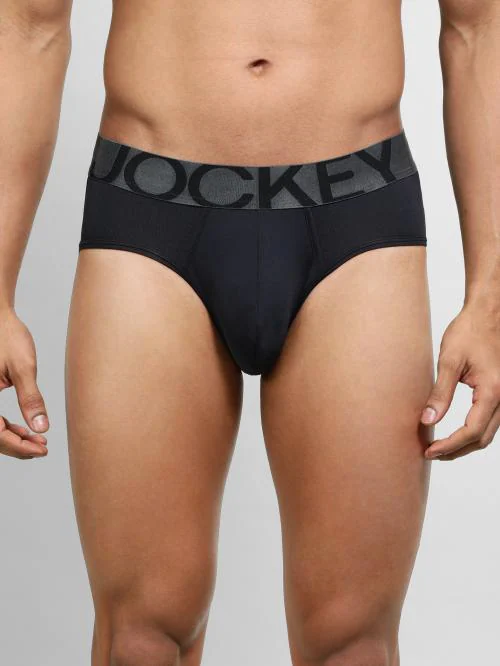 Jockey IC27 Men's Black Solid Nylon Briefs
