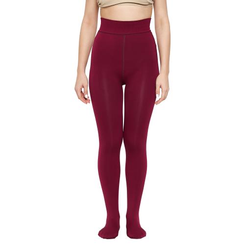 Camey Women Warm Thick Fur Lined Fleece Winter Thermal Soft Legging Tights Stocking - Slim Fit (LP-102-MAROON)