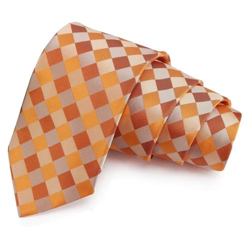 Peluche Natty Orange & Grey Colored Microfiber Necktie For Men