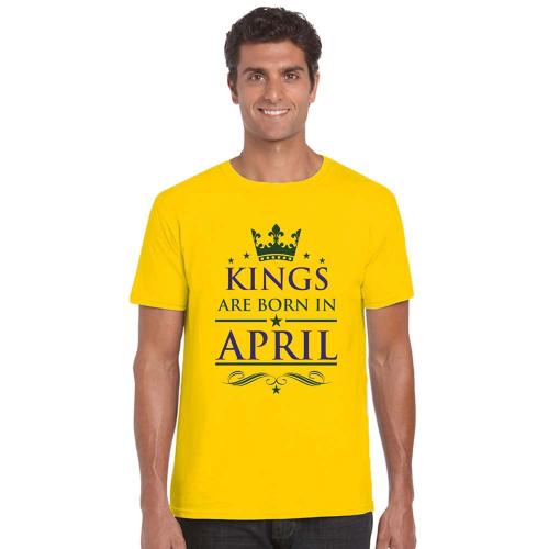 Funky Store White Microfiber, Polyester Fabric Kings Are Born In April Birthday Printed Drifit Men's Tshirt