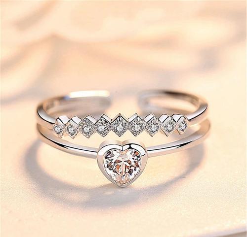 The Key House Silver Stainless Steel Sizzling Hot Adjustable Heart Love Collection Elegant Austrian Crystal Ring For Women