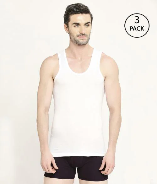 VIP Fresh Men's Quick Dry Pure Cotton Vest | Stay Fresh 34x7 with Sweat Absorbent - Pack of 3