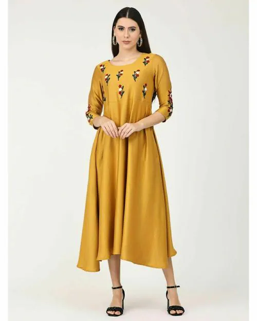 Melondrobes Floral Embroidrey Umbrella Dress