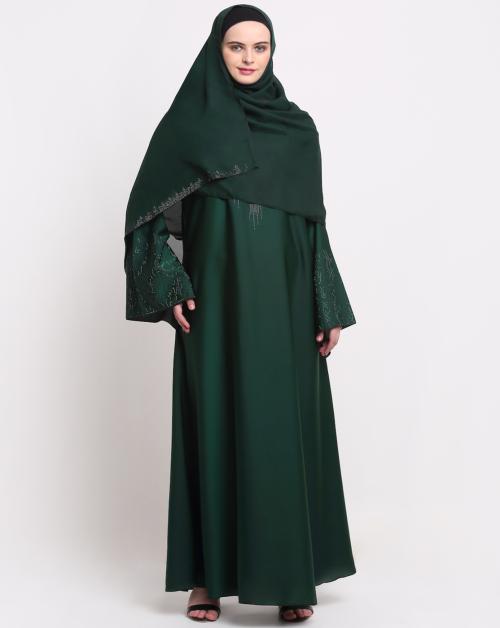Klotthe Women Green Solid Burqa With Scarf