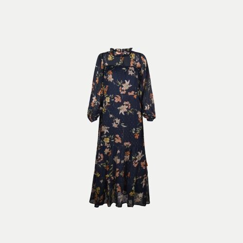 Rad Prix Women Dark Blue All Over Printed Maxi Dress
