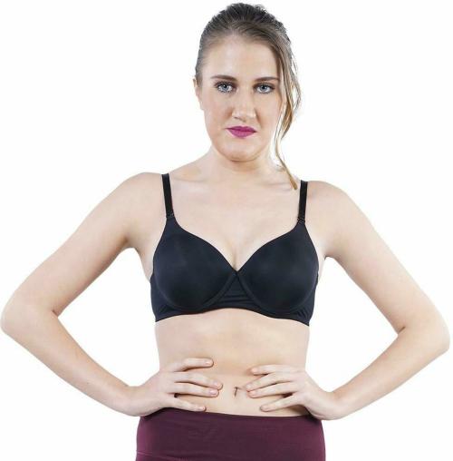 Lovable Women's Cotton Padded Wire Free Full Coverage V-Neck Full Supported Regular Fit T-shirt Bra (Black_Size-40B)