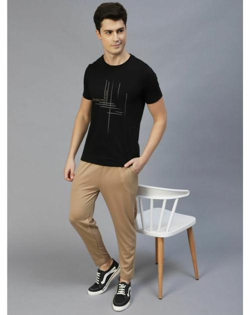 Rigo Men Beige Colourblock Poly Corduroy Jogger