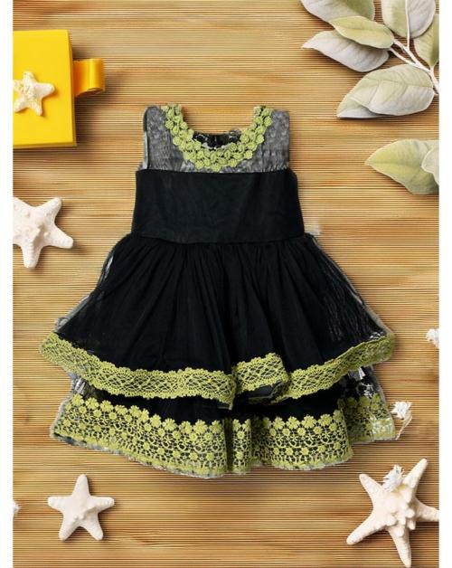 Bella Moda Girls Flayer Dress With Contrast Cotton Laces