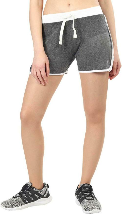 Neelja Women Grey Hosiery Solid Shorts (M) l womens shorts ,cappries, payjama l shorts for womens & girls