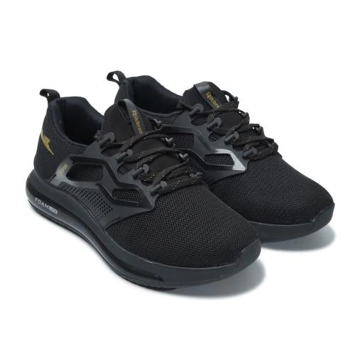 SFR ENZO Mid-Top Sports Running, Gym & Training, Outdoors Casuals Canvas upper with Memory Foam insole Black Shoes for Men's