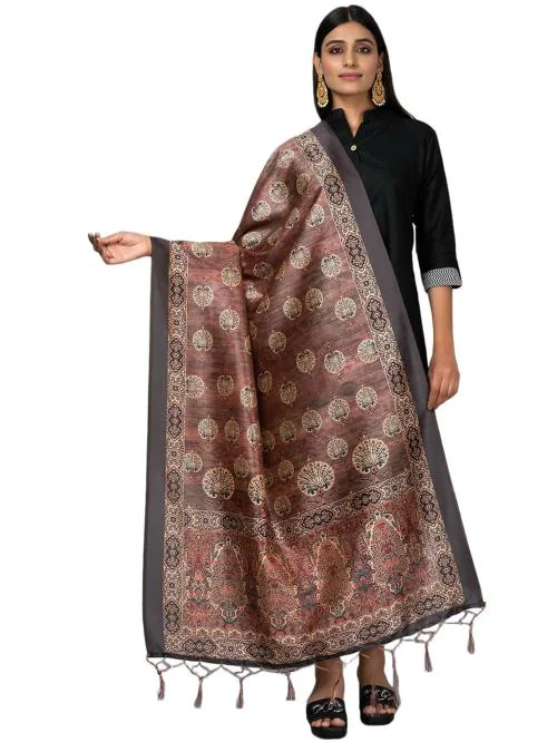 Negchaar Women Printed Silk Ajrak Dupatta