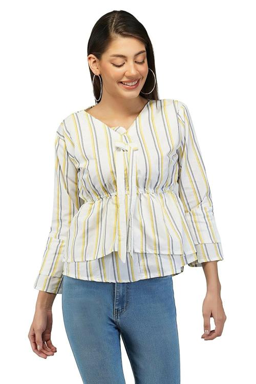 SNEHPRABHA Women's Casual Western Top Women/Girls Solid Western Tops Office Wear Casual Wear Top for Women Casual Wear Top for Women/Girls Top (SMALL, YELLOW)