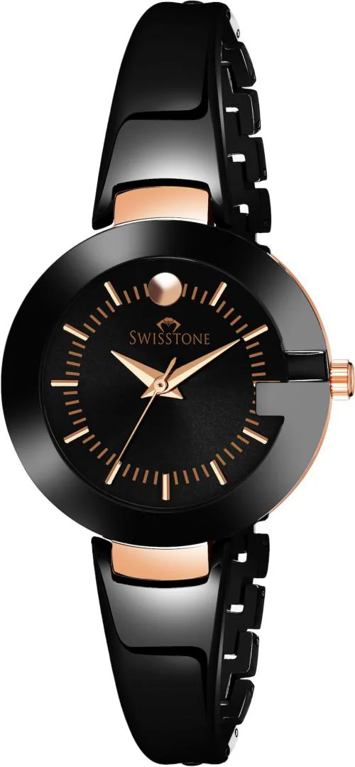 Swisstone Analog Black Watch For Women (Sw-Bk177-Blk)