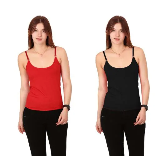 SUVISHKAR Stylish Round Neck Camisole Slip For Women & Girls (Pack of 2)